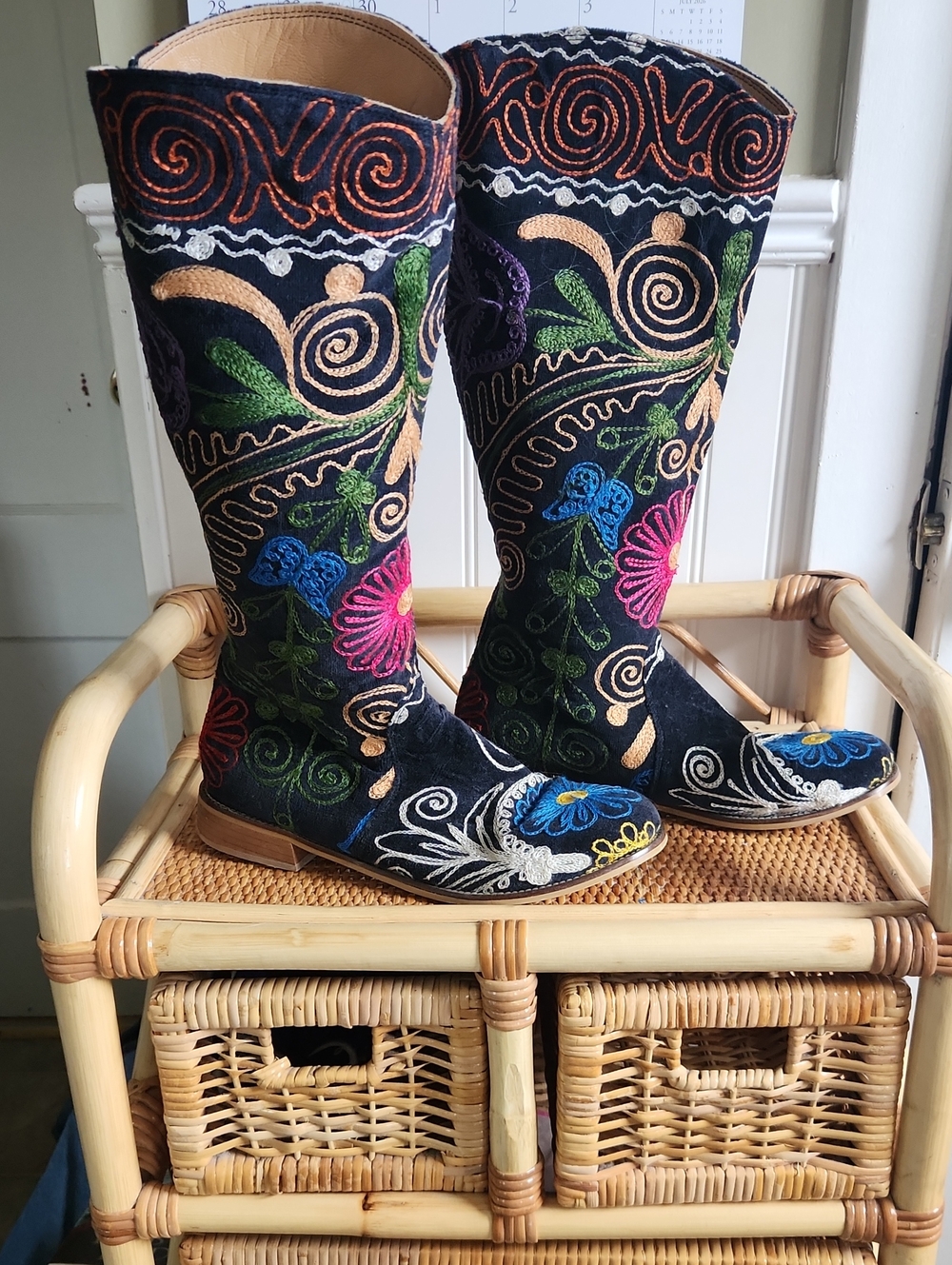 Stunning Embroidered Leather Riding Boots